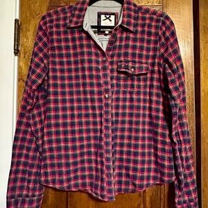 Gilly Hicks Red and Blue Plaid Button Down Shirt